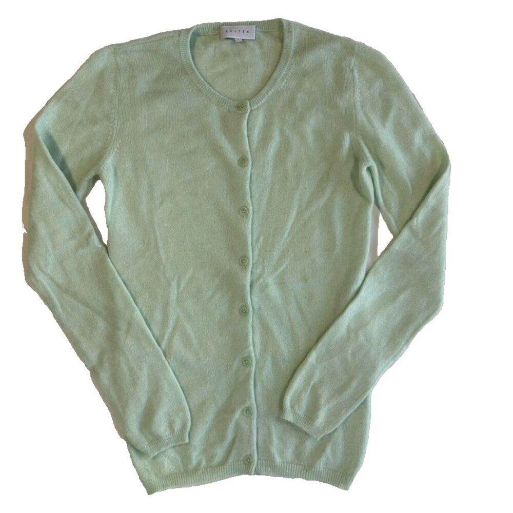 Kujten Cachemire Paris Luxury Cardigan 100% Mongolian Cashmere Green Size 1 S